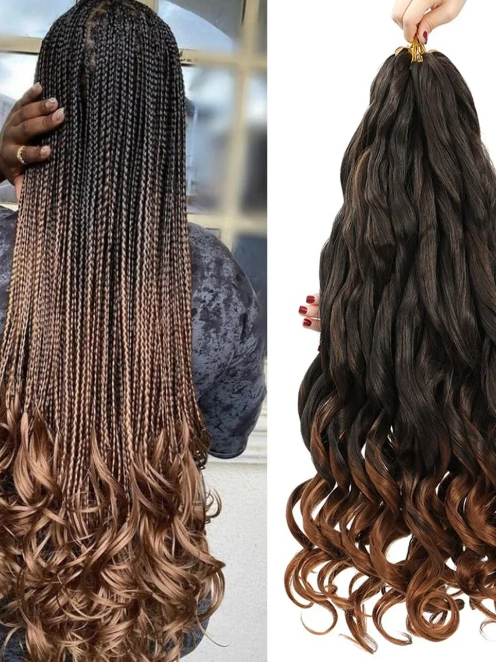 French Curly Braiding Hair 24 Inch 8 Packs - Pre Stretched Bouncy Braiding Hair-